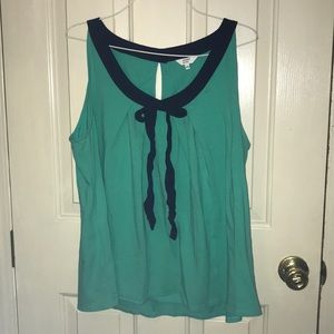 Crown & Ivy Green and navy blouse